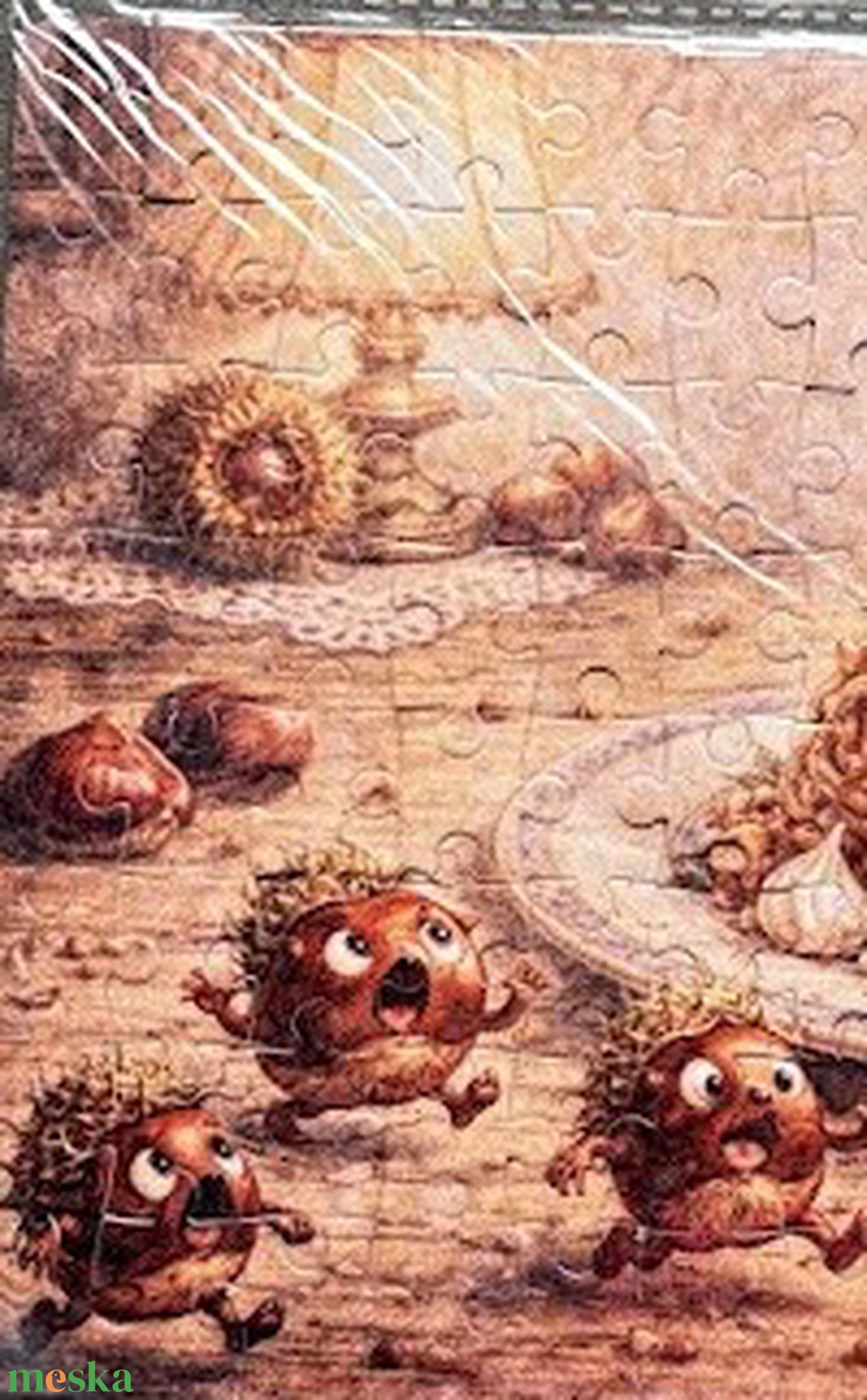 Hűtőmágnes puzzle - Menekülő gesztenyék - otthon & életmód - konyhafelszerelés, tálalás - konyhai dekoráció - hűtőmágnes - Meska.hu