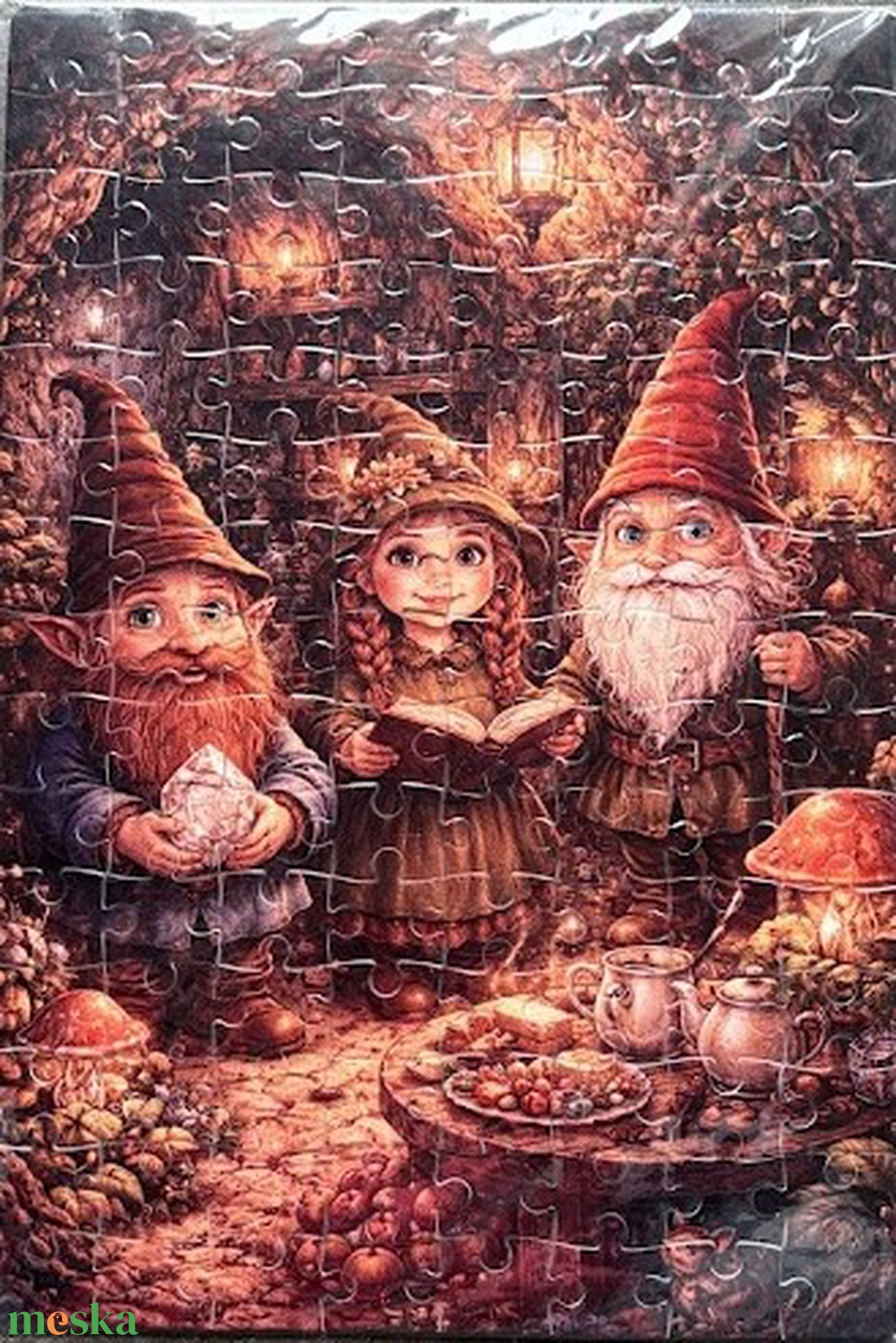 Hűtőmágnes puzzle - Törpecsalád a csodaotthonban - otthon & életmód - konyhafelszerelés, tálalás - konyhai dekoráció - hűtőmágnes - Meska.hu