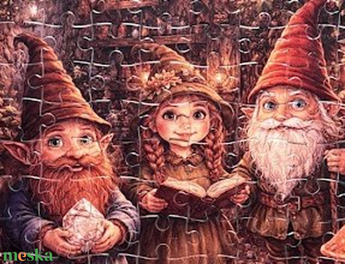 Hűtőmágnes puzzle - Törpecsalád a csodaotthonban - otthon & életmód - konyhafelszerelés, tálalás - konyhai dekoráció - hűtőmágnes - Meska.hu