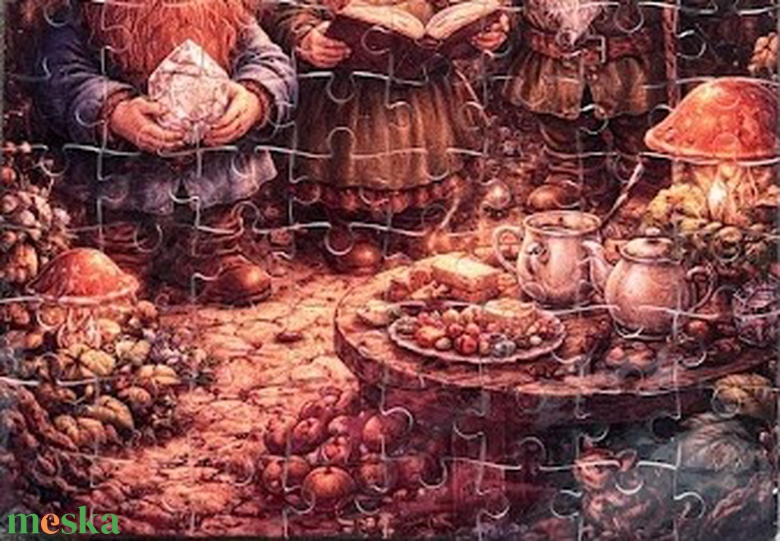 Hűtőmágnes puzzle - Törpecsalád a csodaotthonban - otthon & életmód - konyhafelszerelés, tálalás - konyhai dekoráció - hűtőmágnes - Meska.hu