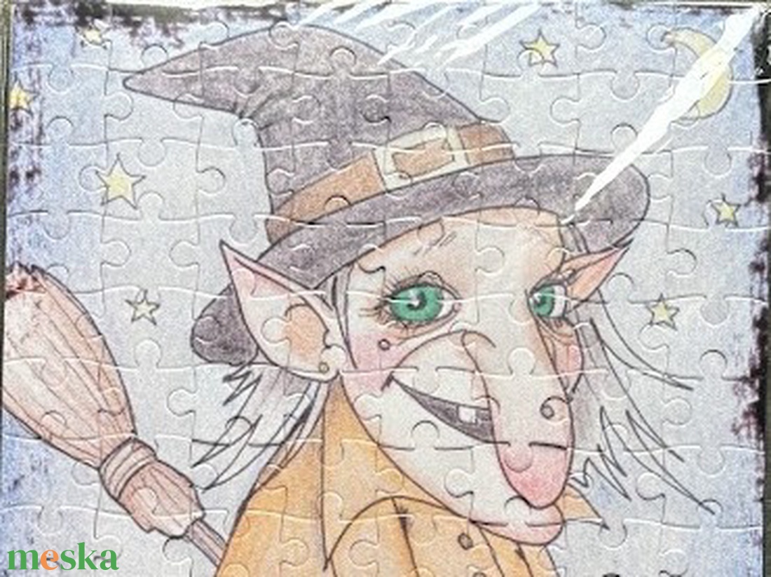 Hűtőmágnes puzzle - Boszorkány - otthon & életmód - konyhafelszerelés, tálalás - konyhai dekoráció - hűtőmágnes - Meska.hu