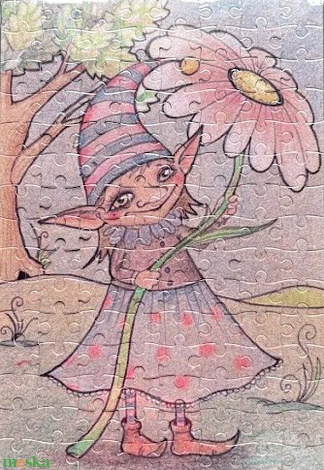 Hűtőmágnes puzzle - Tavaszi manólány - otthon & életmód - konyhafelszerelés, tálalás - konyhai dekoráció - hűtőmágnes - Meska.hu