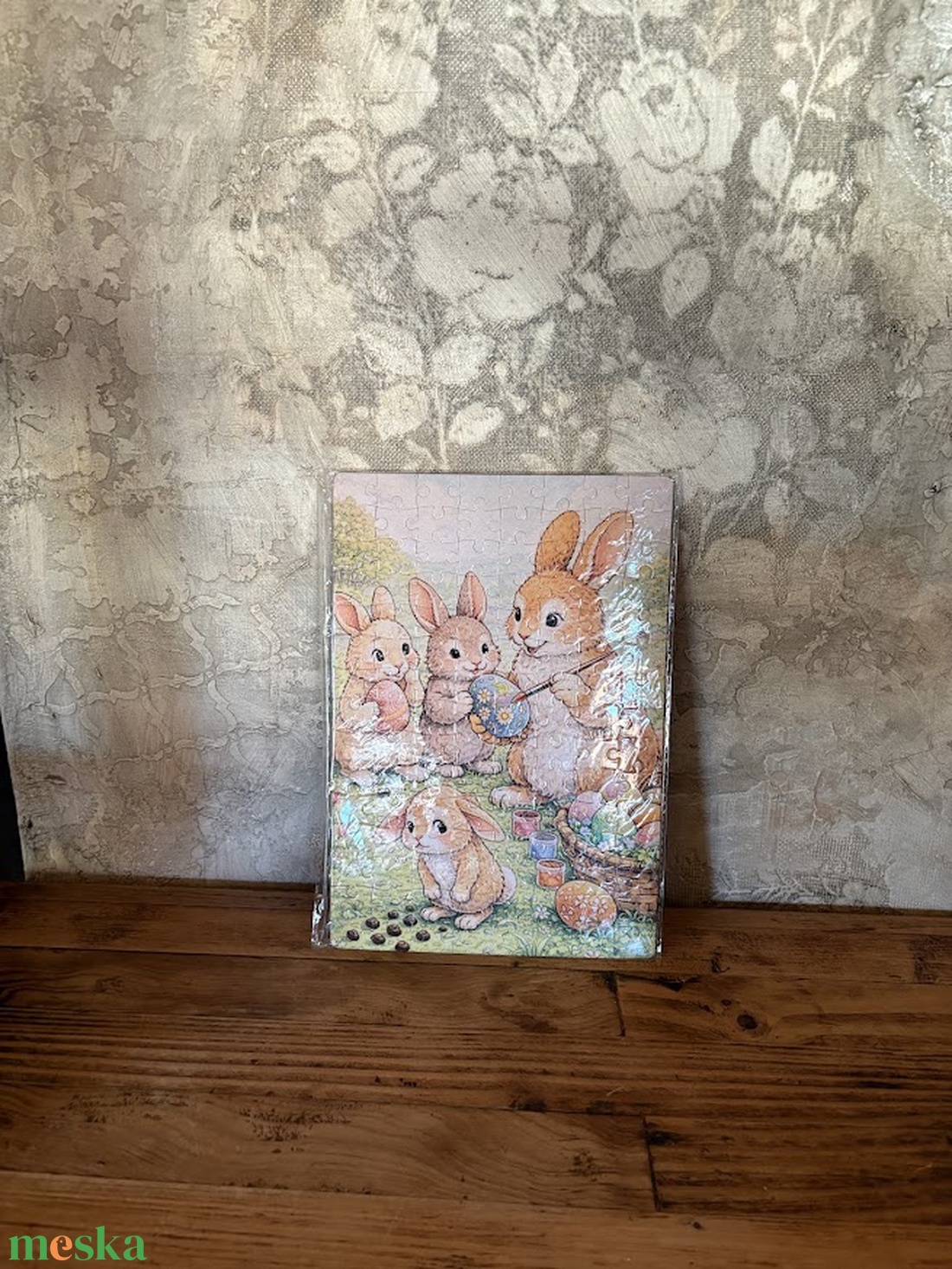 Hűtőmágnes puzzle - Húsvéti vicces tojásfestő nyulak - otthon & életmód - konyhafelszerelés, tálalás - konyhai dekoráció - hűtőmágnes - Meska.hu