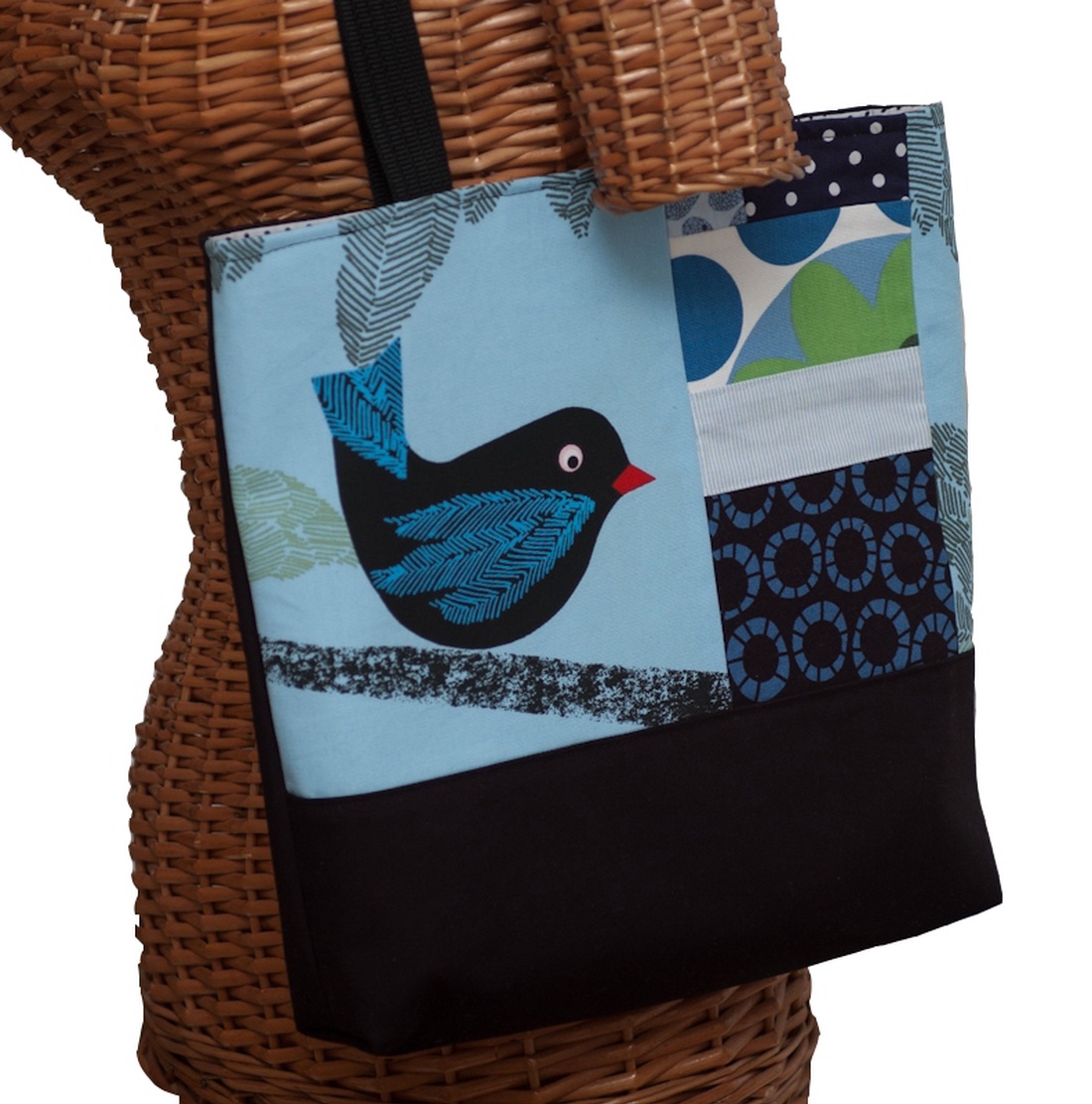 Birdie - madárka mintás patchwork táska vagy szatyor -  - Meska.hu