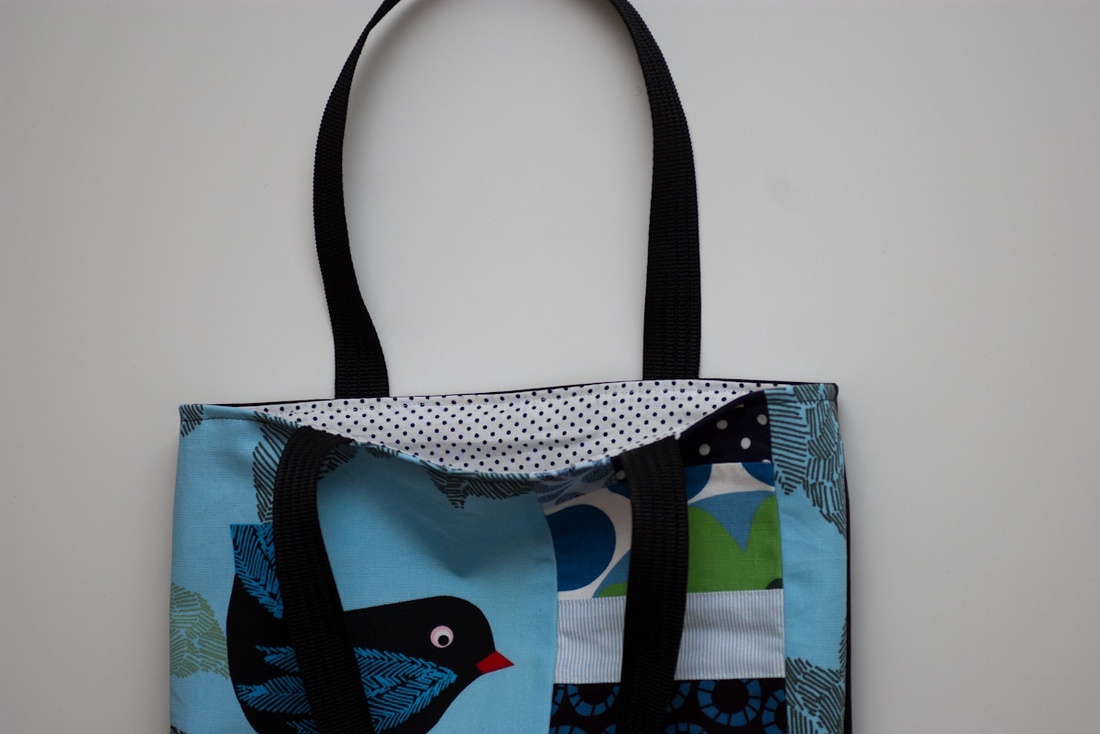 Birdie - madárka mintás patchwork táska vagy szatyor -  - Meska.hu