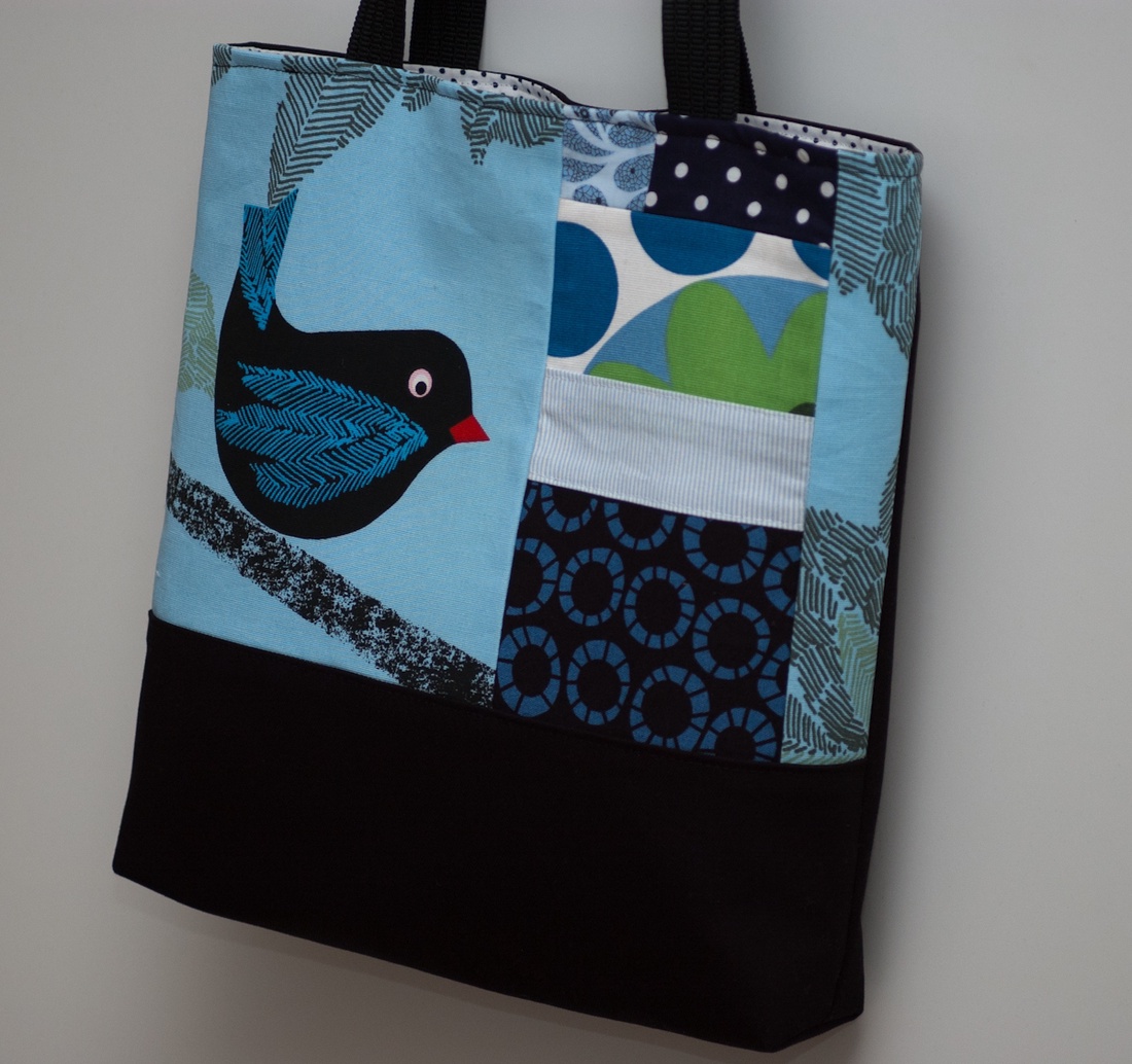 Birdie - madárka mintás patchwork táska vagy szatyor -  - Meska.hu