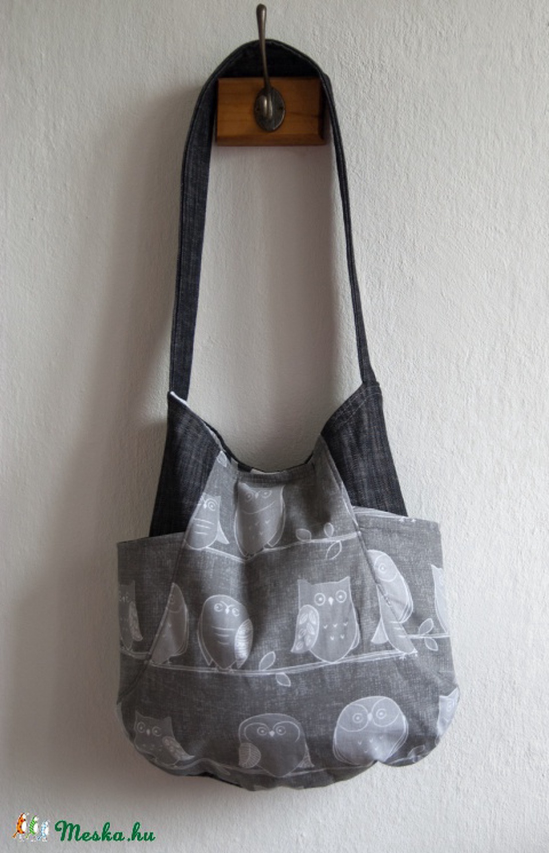 Szürke baglyos táska, válltáska -  - Meska.hu
