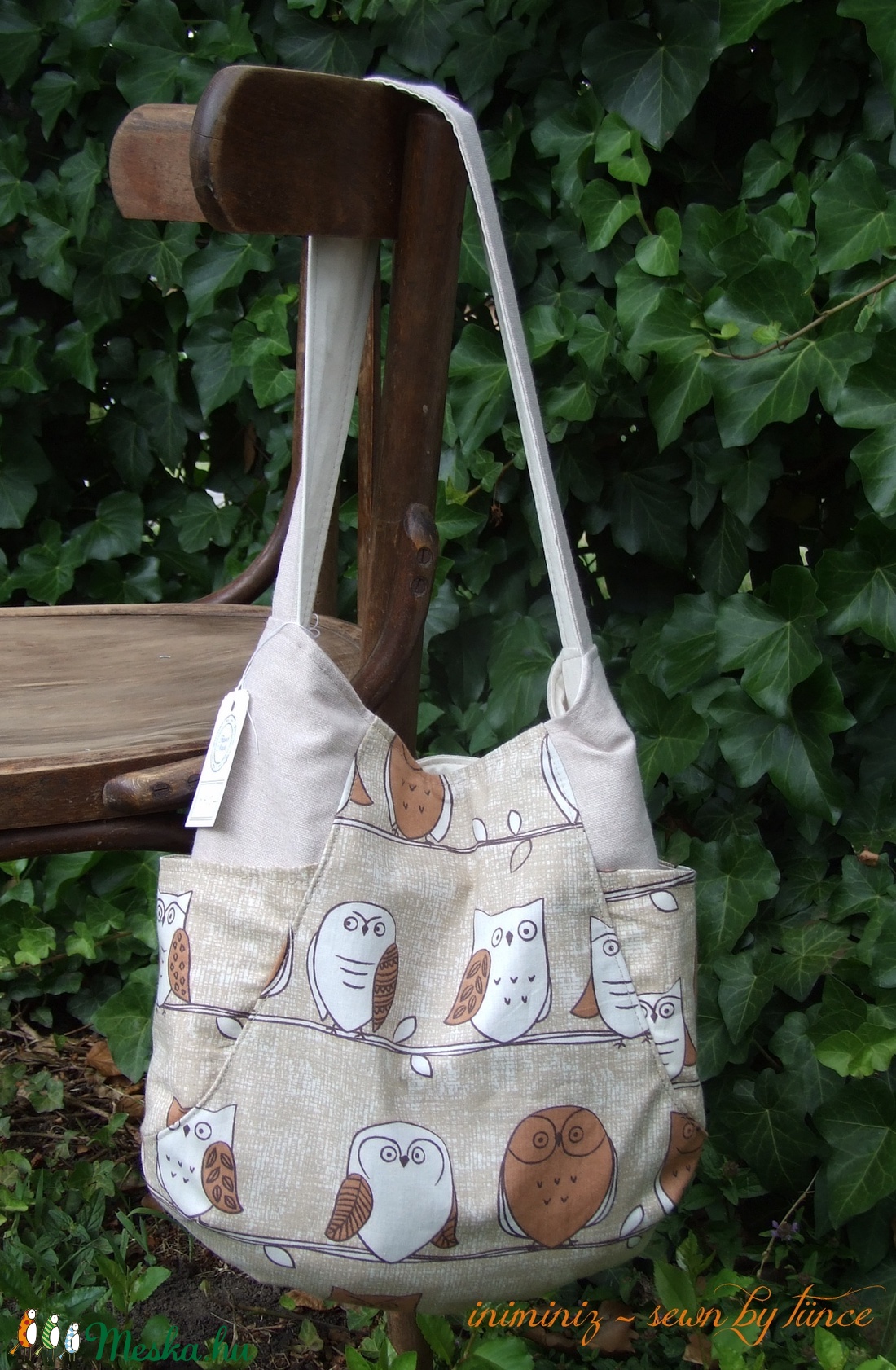 AKCIÓÓÓ - Baglyos táska, válltáska - Bézs és barna -  - Meska.hu