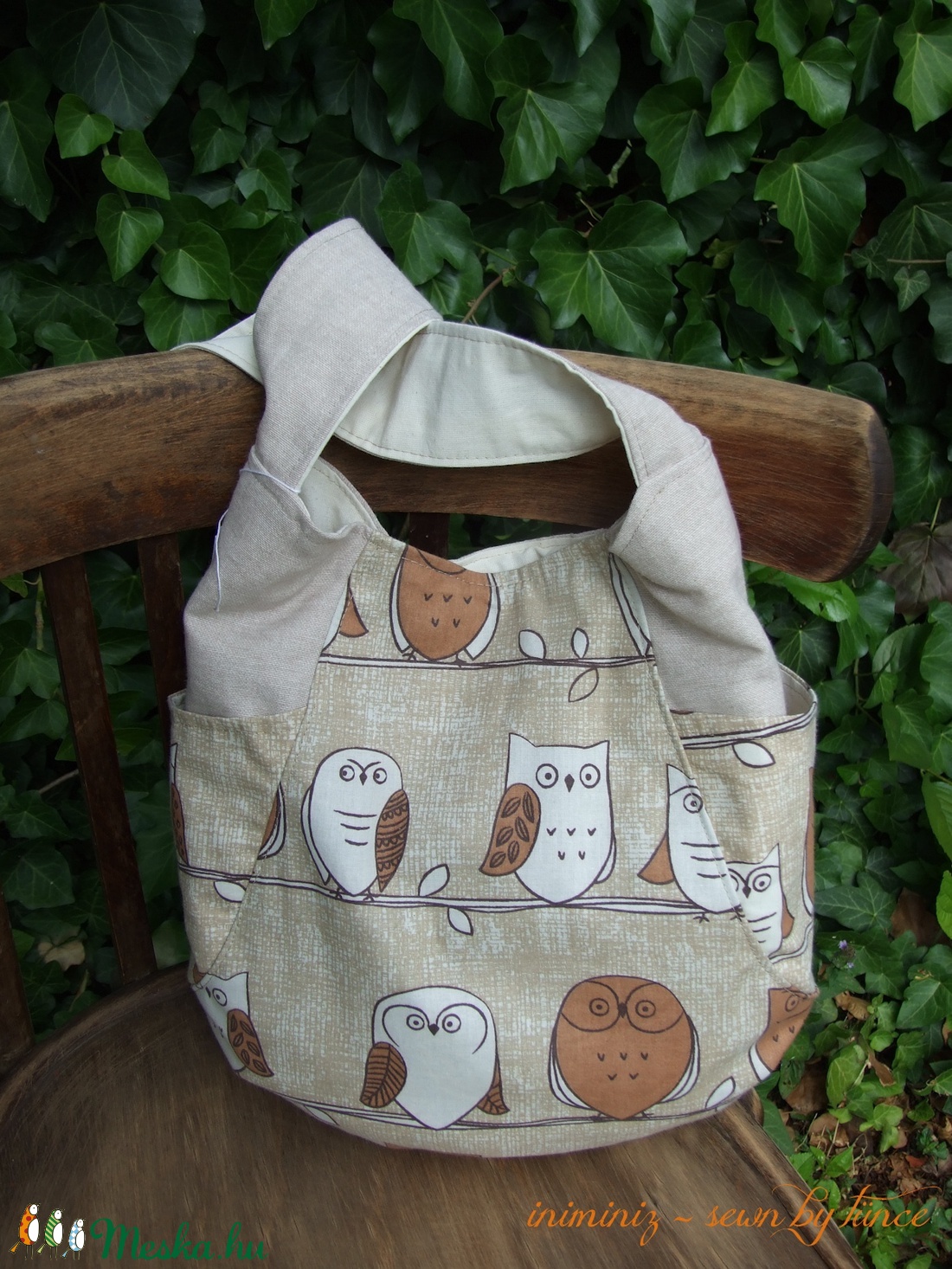 AKCIÓÓÓ - Baglyos táska, válltáska - Bézs és barna -  - Meska.hu