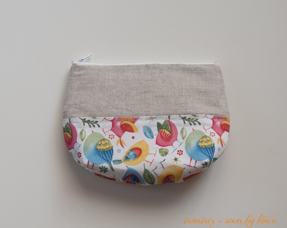 Len-pamut cipzáros neszeszer, tok, erszény, tartó - Madárkás -  - Meska.hu