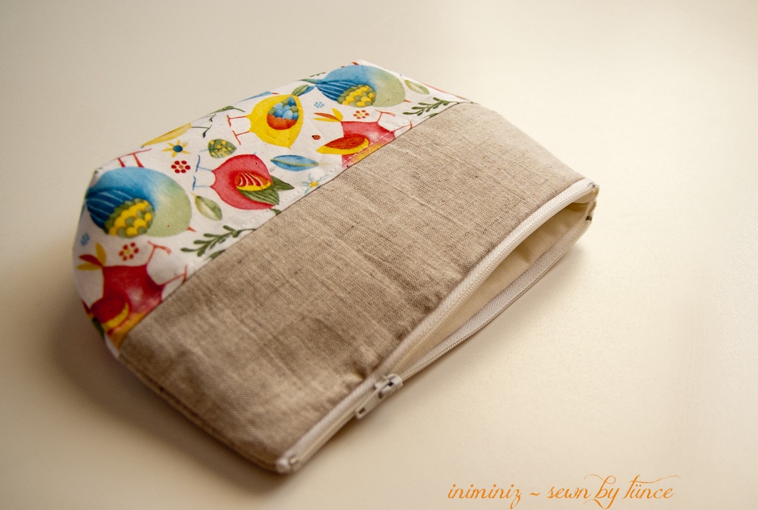 Len-pamut cipzáros neszeszer, tok, erszény, tartó - Madárkás -  - Meska.hu