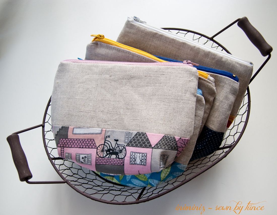 Len-pamut cipzáros neszeszer, tok, erszény, tartó - Párizsi cicás, macskás -  - Meska.hu