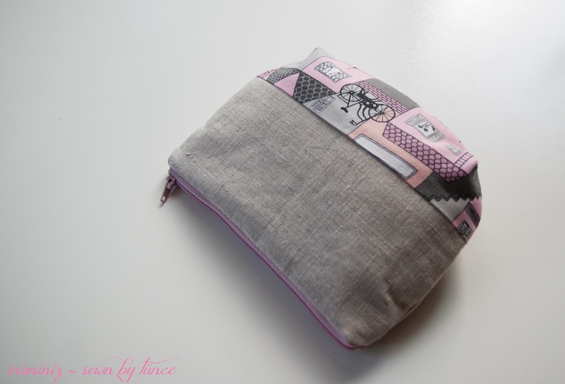 Len-pamut cipzáros neszeszer, tok, erszény, tartó - Párizsi cicás, macskás -  - Meska.hu