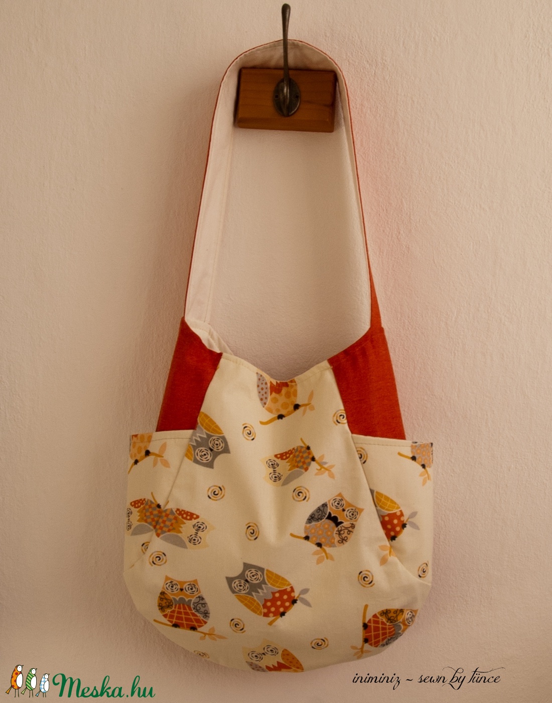 AKCIÓÓÓ - Baglyos táska, válltáska - Bézs és barna -  - Meska.hu