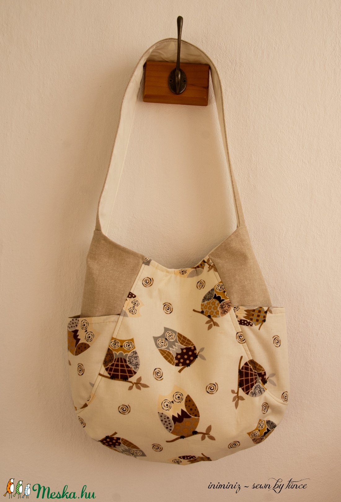 AKCIÓÓÓ - Baglyos táska, válltáska - Bézs és barna -  - Meska.hu