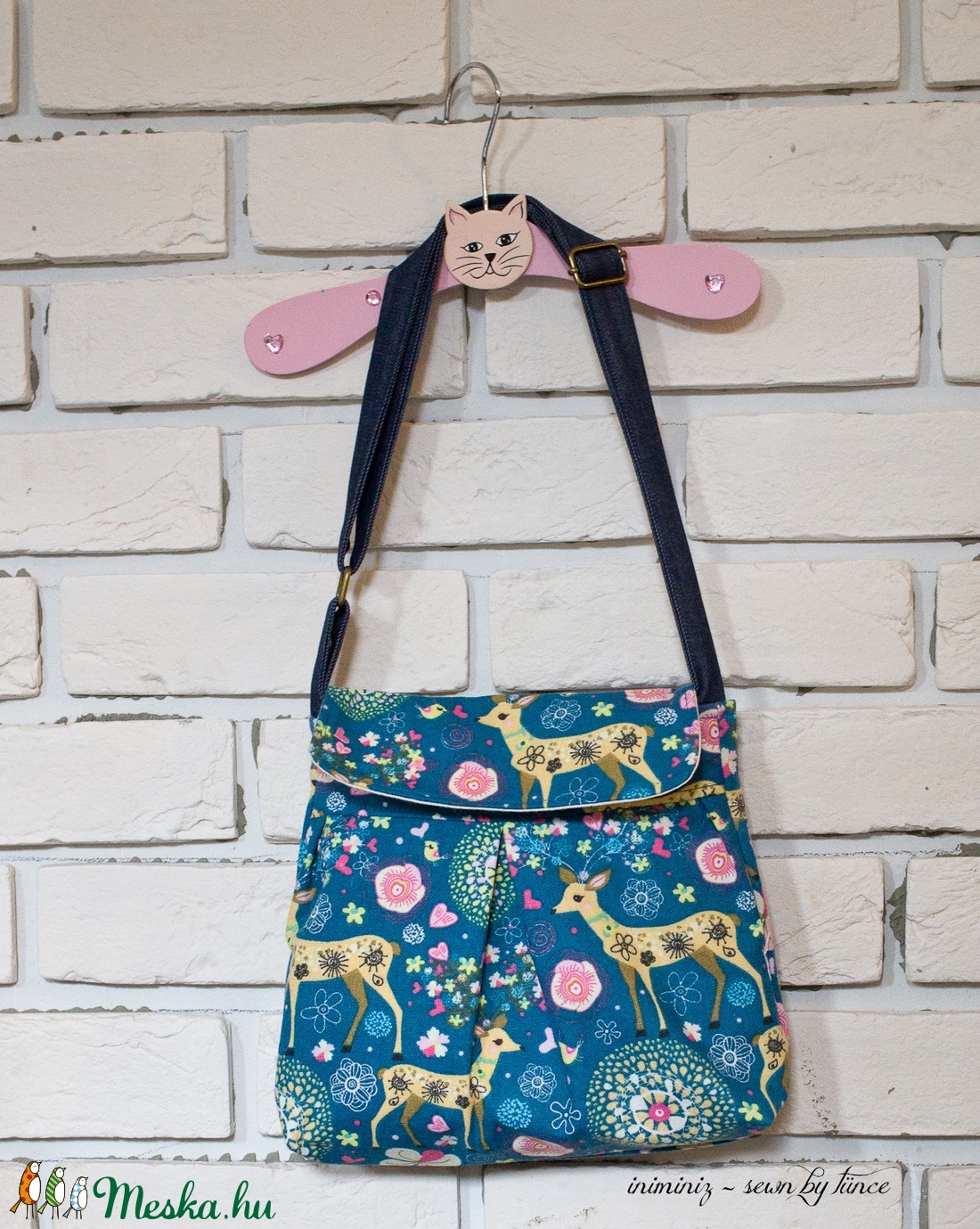 Őzikés kislány táska - türkiz oldaltáska/válltáska -  - Meska.hu