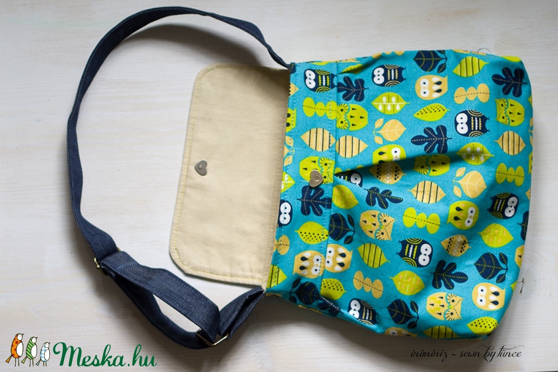 Baglyos kislány táska - türkiz/zöld oldaltáska/válltáska -  - Meska.hu