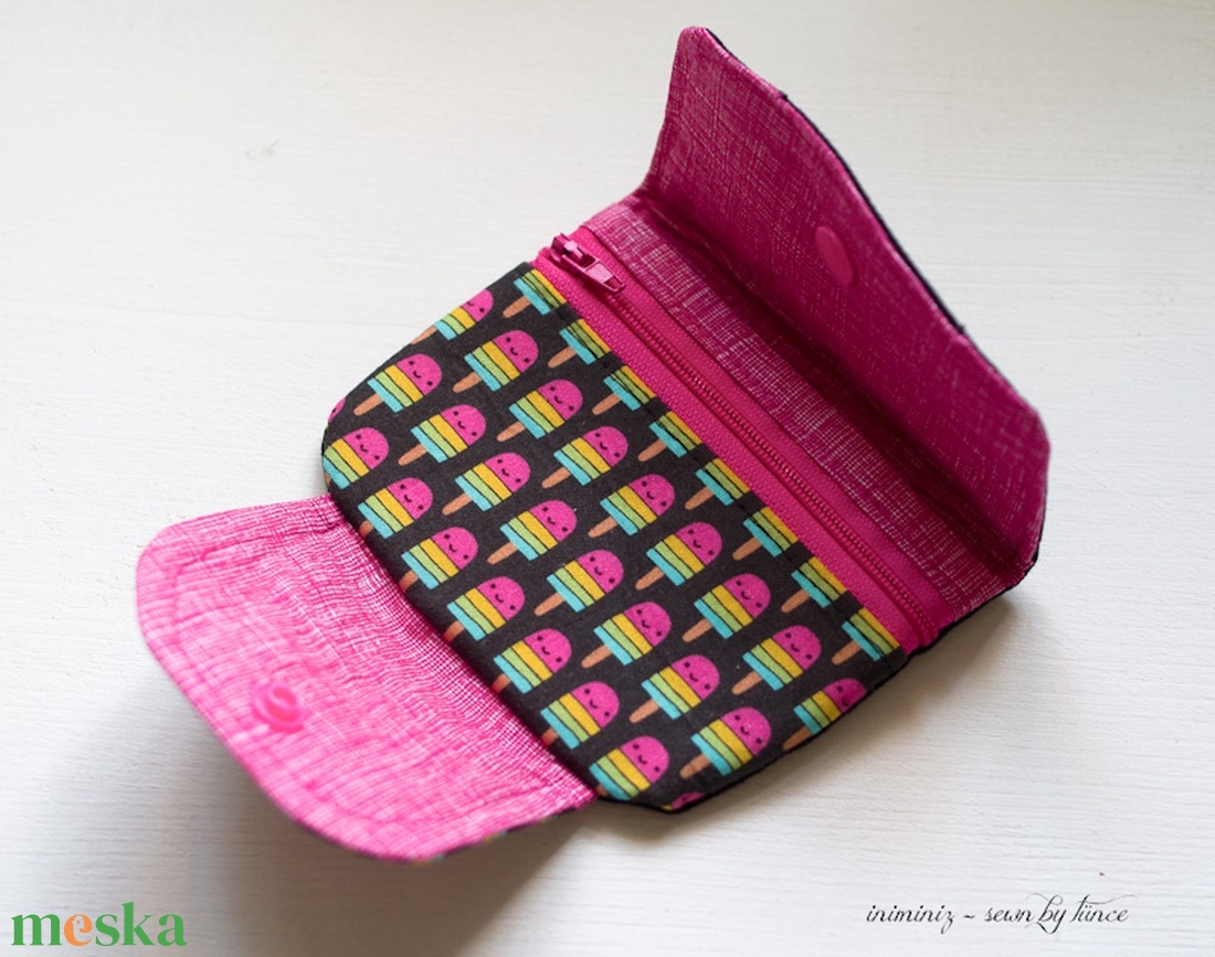 Gyerek pénztárca, pénztárca lányoknak - Jégkrém mintás 1 - táska & tok - pénztárca & más tok - pénztárca - gyerek pénztárca - Meska.hu