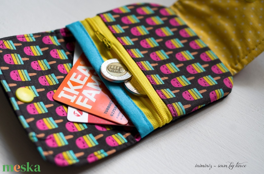 Gyerek pénztárca, pénztárca lányoknak - Jégkrém mintás 1 - táska & tok - pénztárca & más tok - pénztárca - gyerek pénztárca - Meska.hu