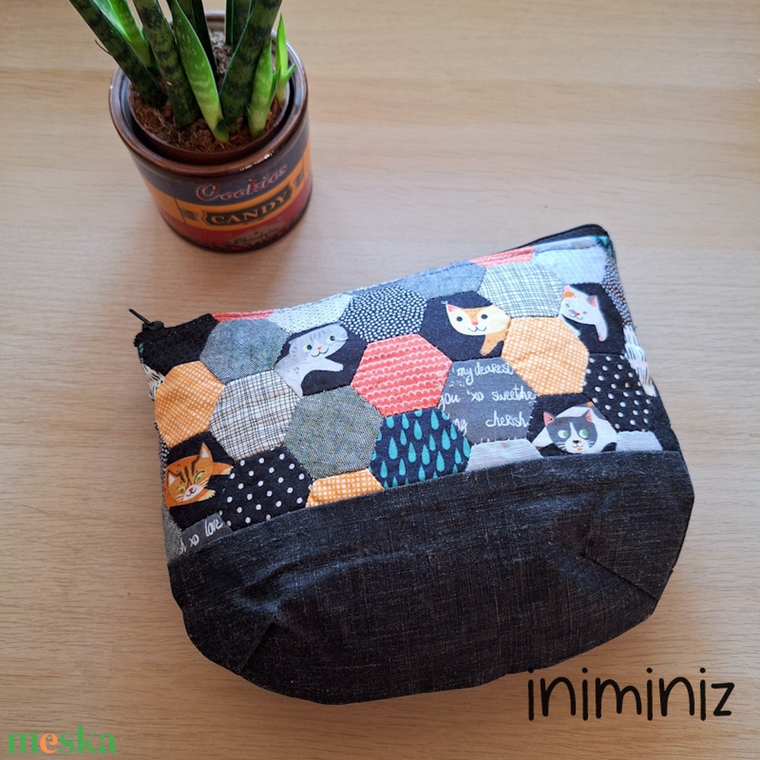 Cicás patchwork cipzáros neszeszer, tok, erszény, tartó - táska & tok - neszesszer - Meska.hu