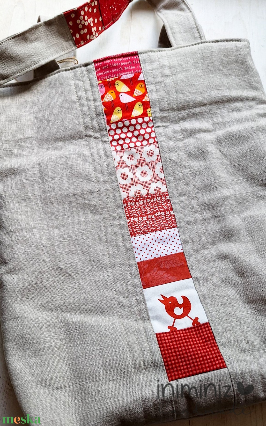 Dinnye patchwork blokkal díszített shopper táska - táska & tok - kézitáska & válltáska - válltáska - Meska.hu