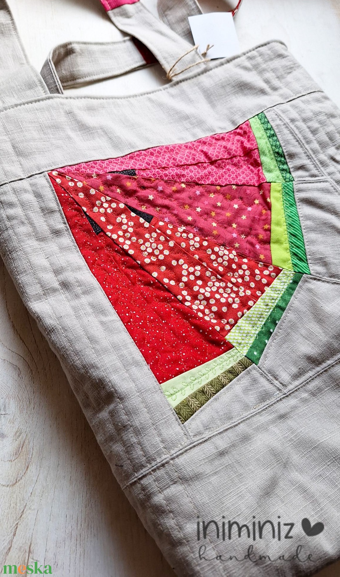 Dinnye patchwork blokkal díszített shopper táska - táska & tok - kézitáska & válltáska - válltáska - Meska.hu