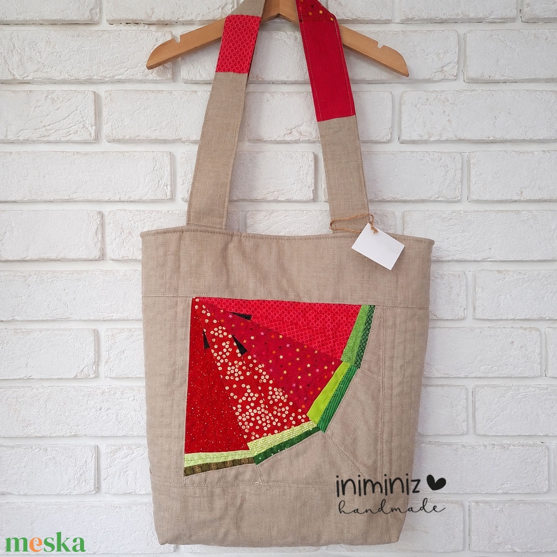 Dinnye patchwork blokkal díszített shopper táska - táska & tok - kézitáska & válltáska - válltáska - Meska.hu