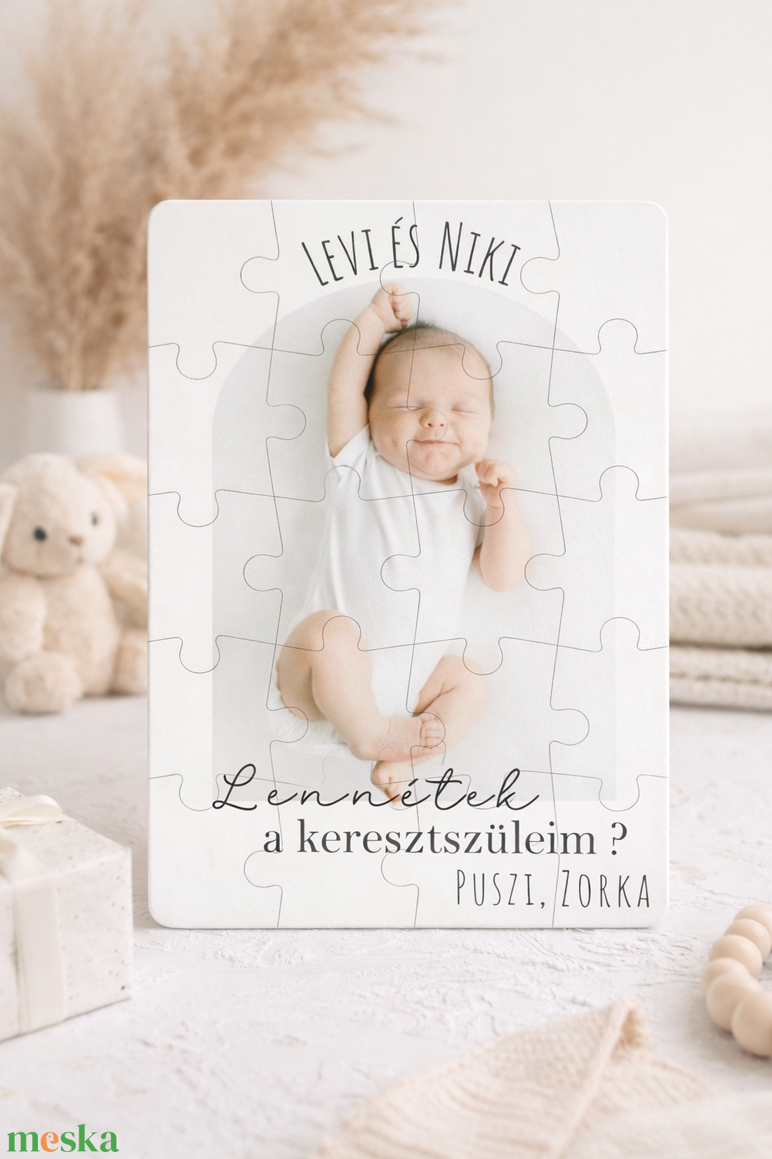 Keresztszülő felkérő ajándék � egyedi puzzle - baba - mama - keresztelő kellékek - keresztszülő felkérő - Meska.hu