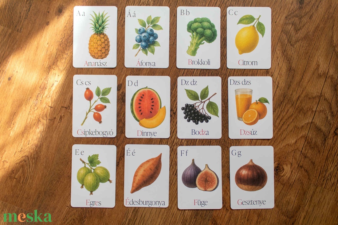 Abc kártyák - Zöldségek, gyümölcsöl - művészet - grafika & illusztráció - digitális - Meska.hu