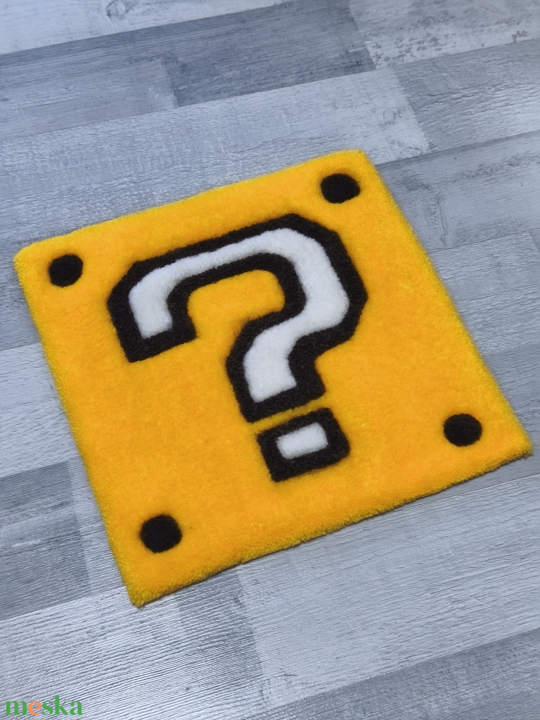 Super Mario, kérdőjel blokk dekor szőnyeg (29�29 cm) - otthon & életmód - lakástextil - szőnyeg - más típusú szőnyeg - Meska.hu