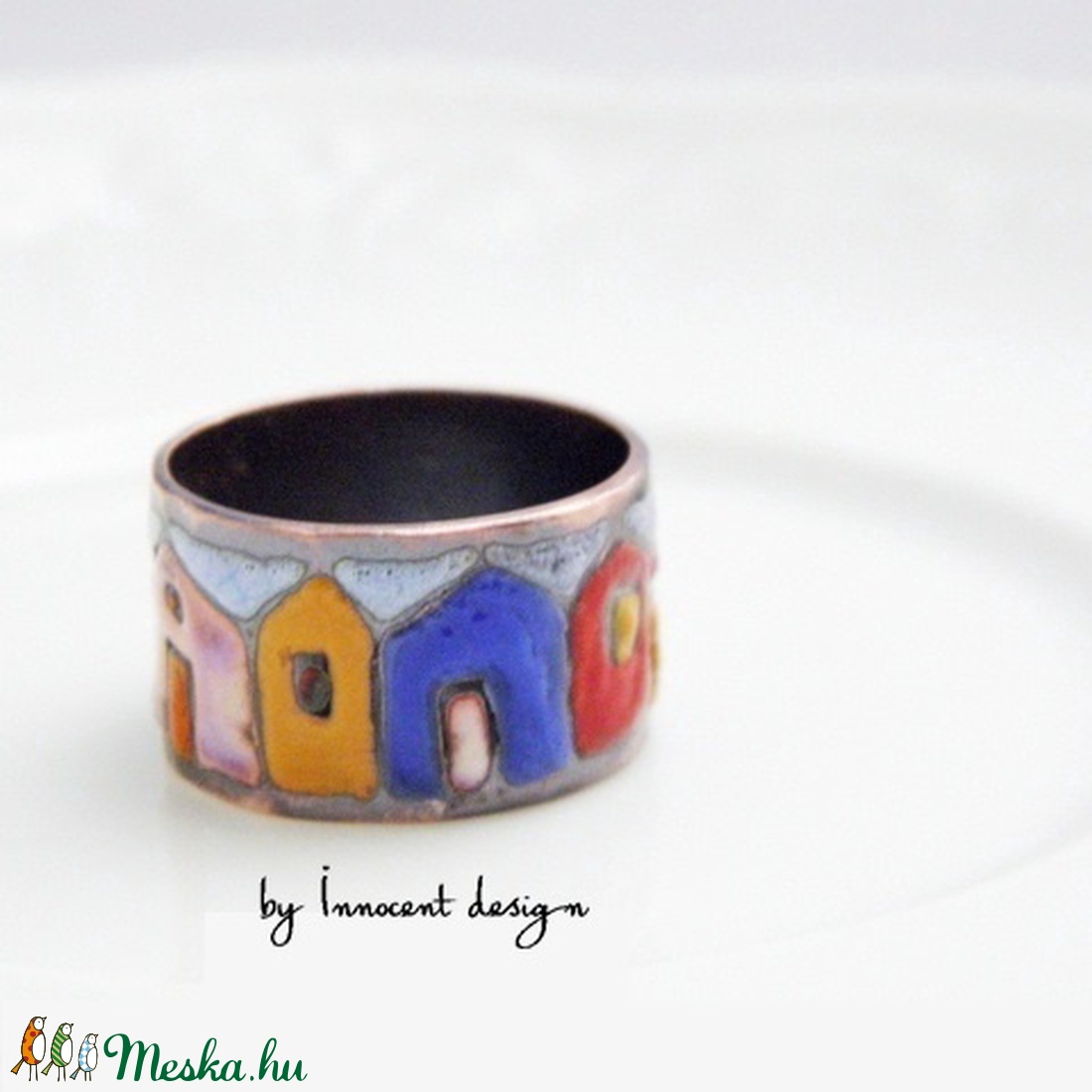 Hundertwasser - színes házikó - tűzzománc gyűrű  -  - Meska.hu