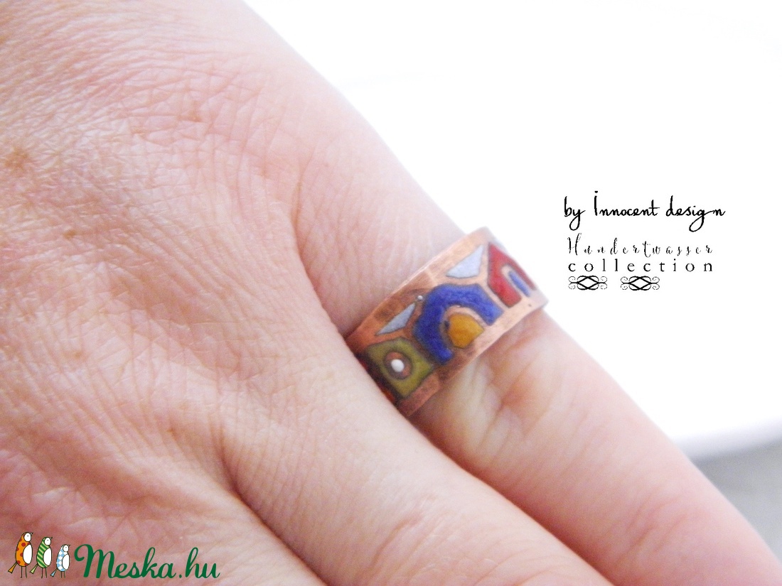 Hundertwasser - színes házikó - tűzzománc gyűrű  -  - Meska.hu