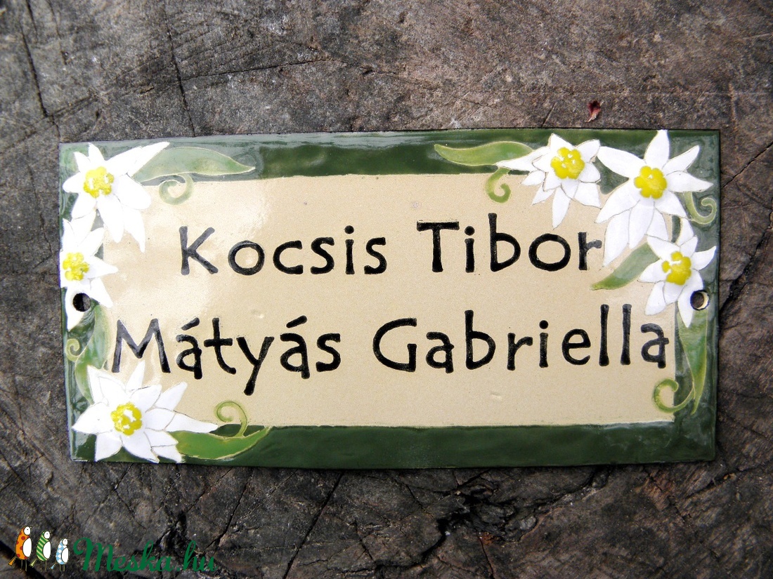 Egyedi tűzzománc névtábla - virágos - - Meska.hu Egyedi tűzzománc névtábla - virágos - - Meska.hu