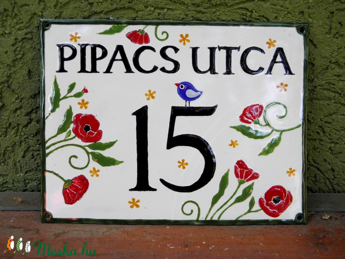 Egyedi tűzzománc utcatábla - pipacsos - - Meska.hu Egyedi tűzzománc utcatábla - pipacsos - - Meska.hu