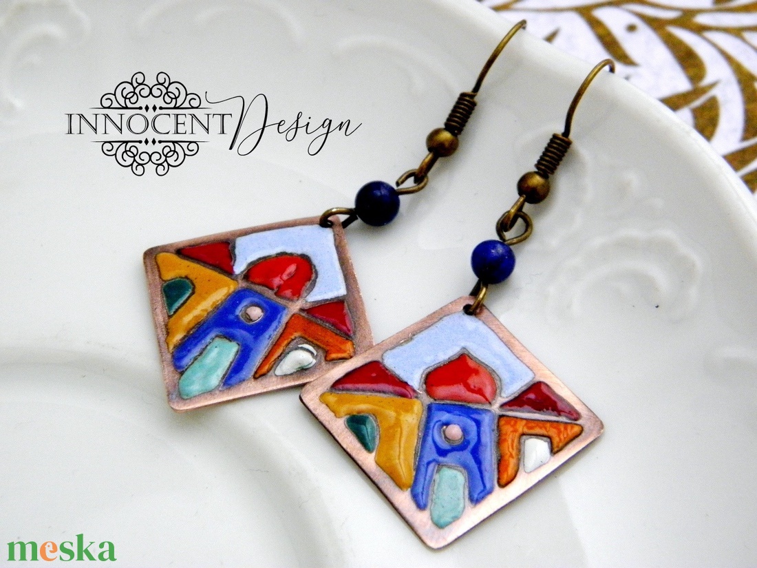 Hundertwasser - színes házikó - tűzzománc fülbevaló - - Meska.hu Hundertwasser - színes házikó - tűzzománc fülbevaló - - Meska.hu