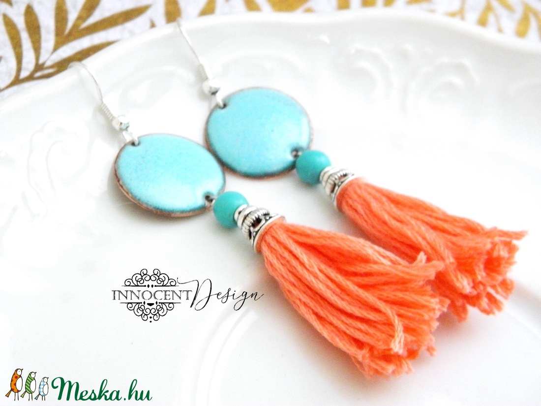 colorBlocking - bojtos tűzzománc fülbevaló (türkiz/korall) - ékszer - fülbevaló - rojtos fülbevaló - Meska.hu colorBlocking - bojtos tűzzománc fülbevaló (türkiz/korall) - ékszer - fülbevaló - rojtos fülbevaló - Meska.hu