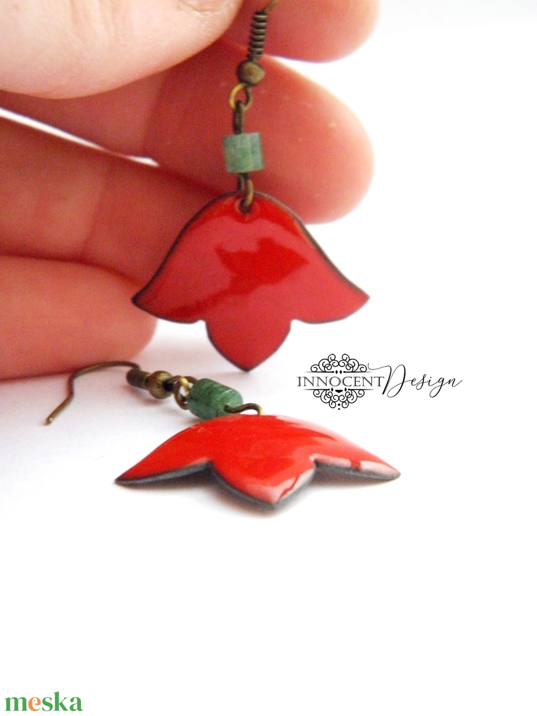 Piros tulipán - tűzzománc fülbevaló - ékszer - fülbevaló - lógó fülbevaló - Meska.hu Piros tulipán - tűzzománc fülbevaló - ékszer - fülbevaló - lógó fülbevaló - Meska.hu