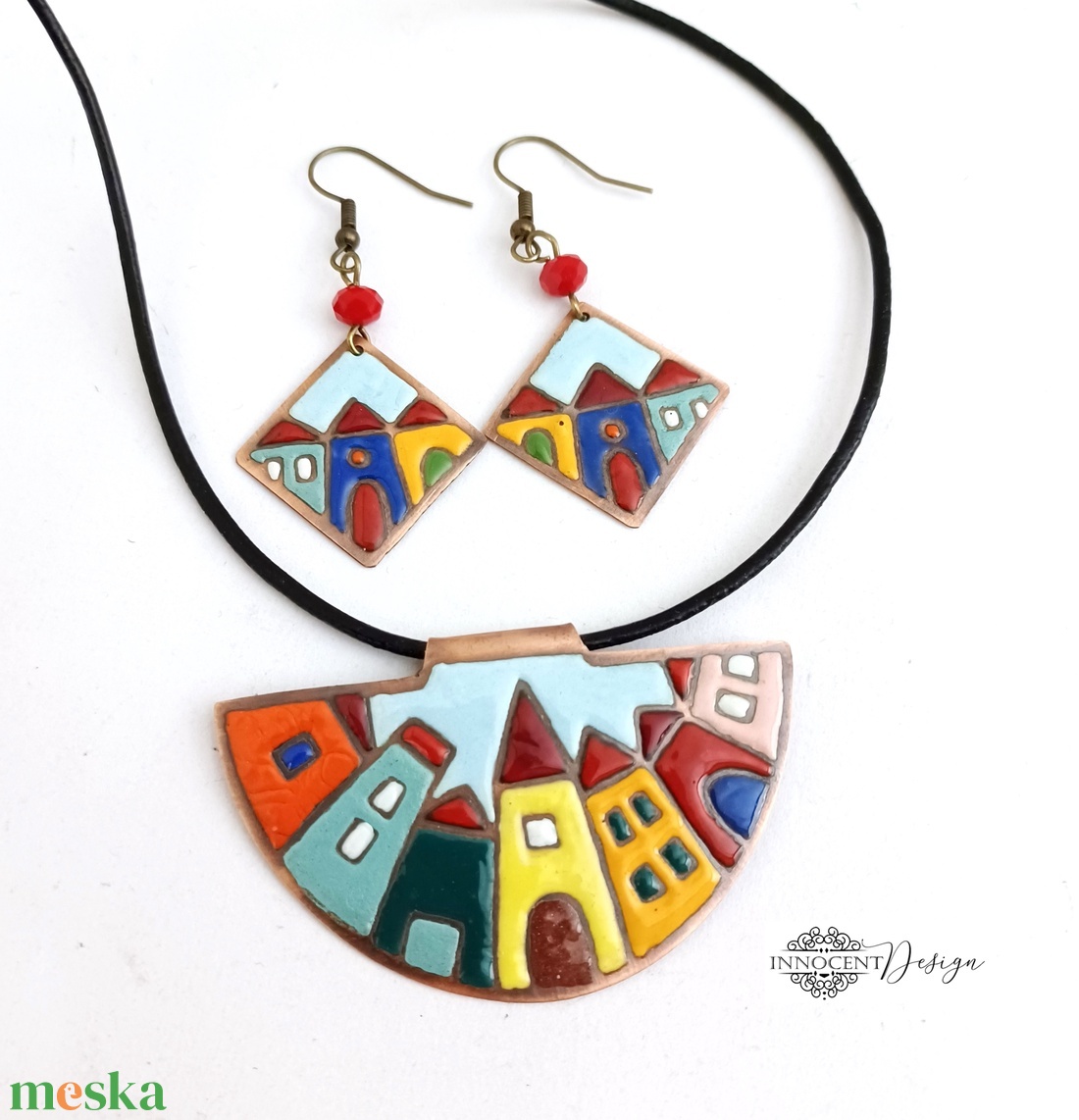 Hundertwasser - színes házikó - tűzzománc fülbevaló - ékszer - fülbevaló - lógó fülbevaló - Meska.hu Hundertwasser - színes házikó - tűzzománc fülbevaló - ékszer - fülbevaló - lógó fülbevaló - Meska.hu