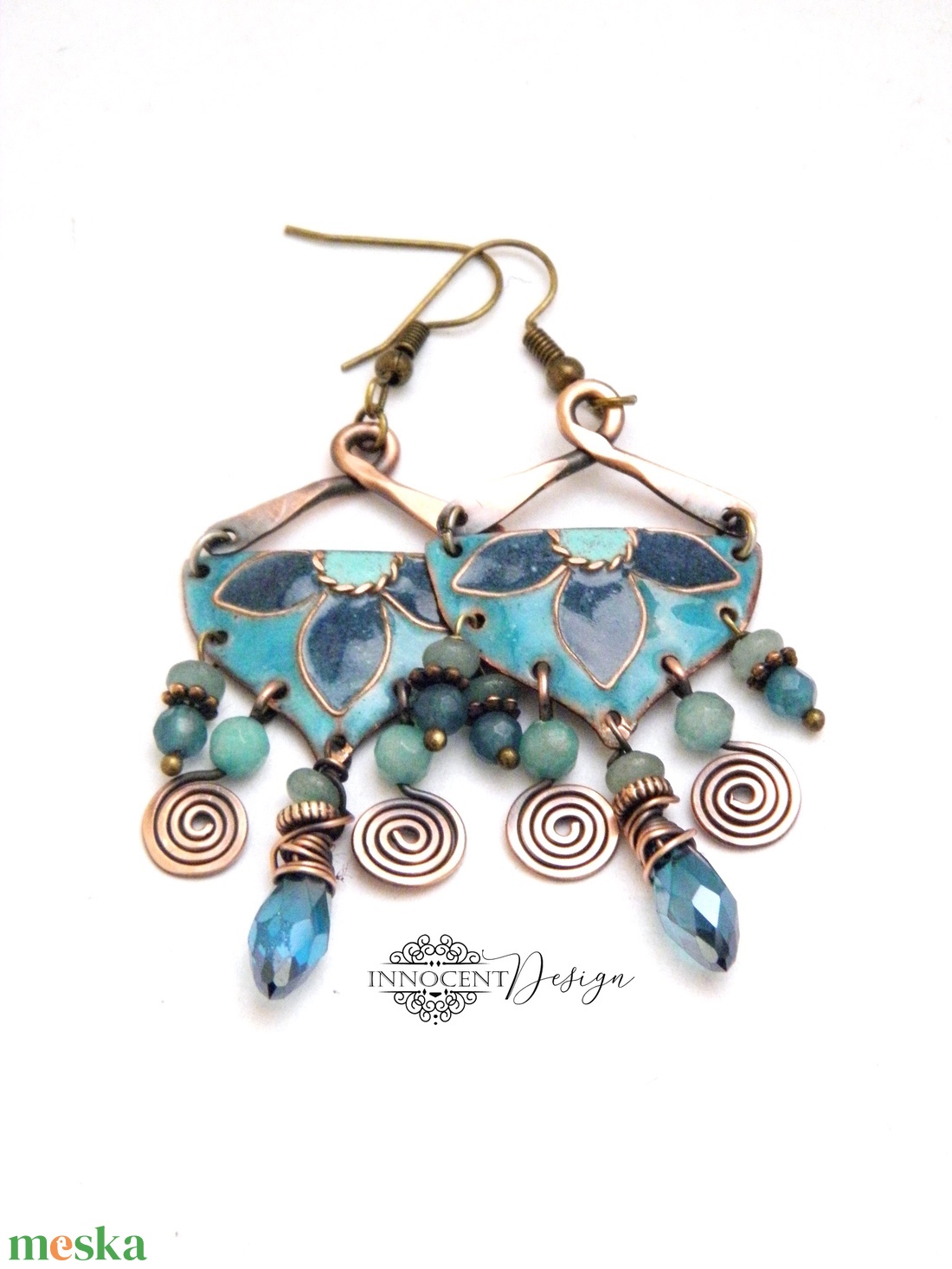 Büvellő - tűzzománc nyakék türkiz  - ékszer - nyaklánc - medálos nyaklánc - Meska.hu