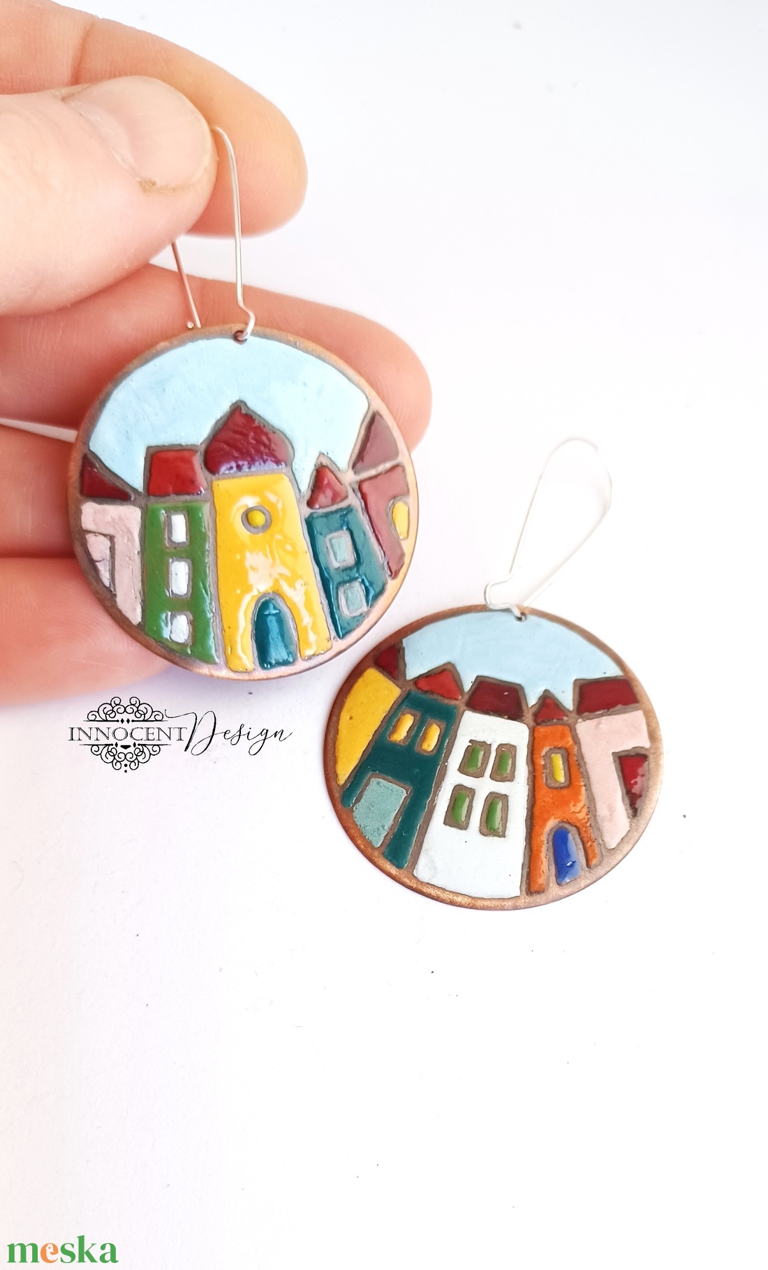 Hundertwasser - színes házikó - tűzzománc fülbevaló - ékszer - fülbevaló - lógós kerek fülbevaló - Meska.hu Hundertwasser - színes házikó - tűzzománc fülbevaló - ékszer - fülbevaló - lógós kerek fülbevaló - Meska.hu