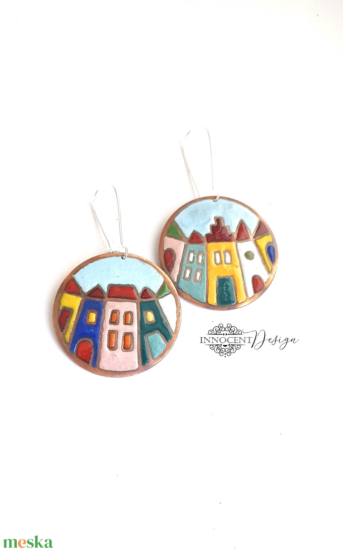 Hundertwasser - színes házikó - tűzzománc fülbevaló - ékszer - fülbevaló - lógós kerek fülbevaló - Meska.hu Hundertwasser - színes házikó - tűzzománc fülbevaló - ékszer - fülbevaló - lógós kerek fülbevaló - Meska.hu