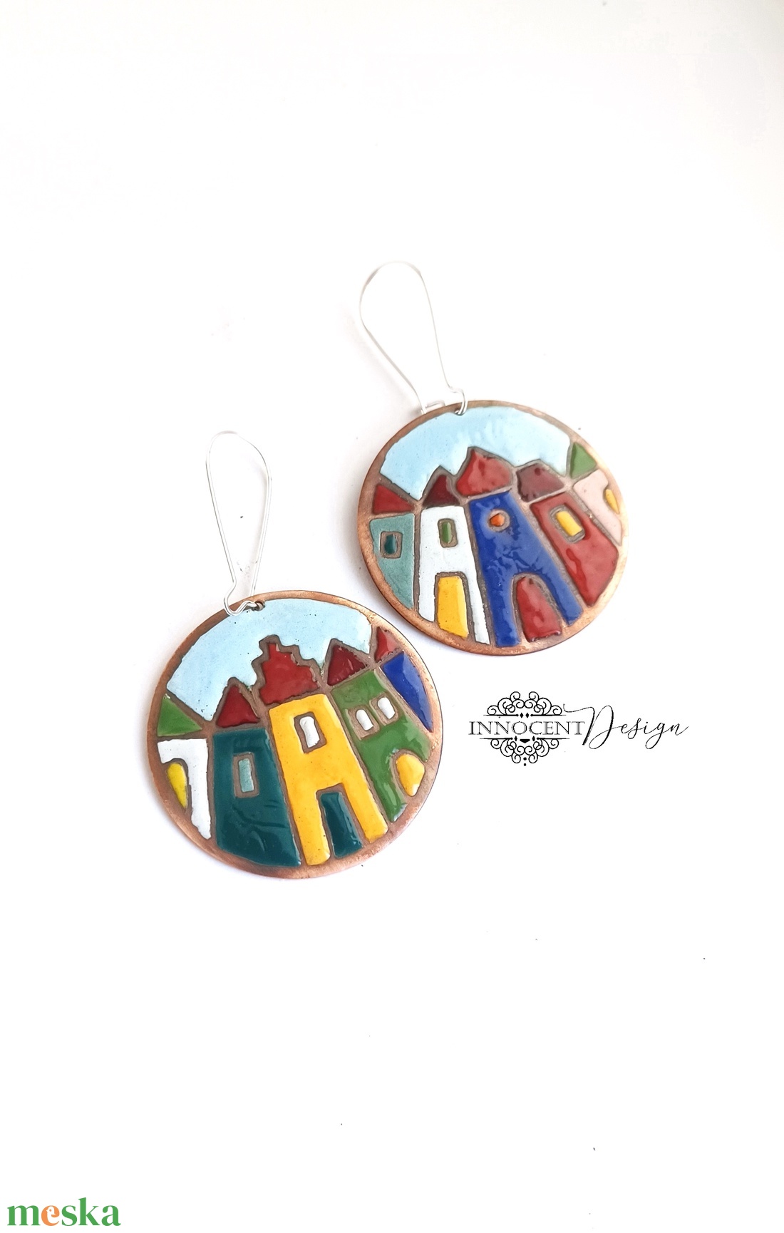Hundertwasser - színes házikó - tűzzománc fülbevaló - ékszer - fülbevaló - lógós kerek fülbevaló - Meska.hu Hundertwasser - színes házikó - tűzzománc fülbevaló - ékszer - fülbevaló - lógós kerek fülbevaló - Meska.hu
