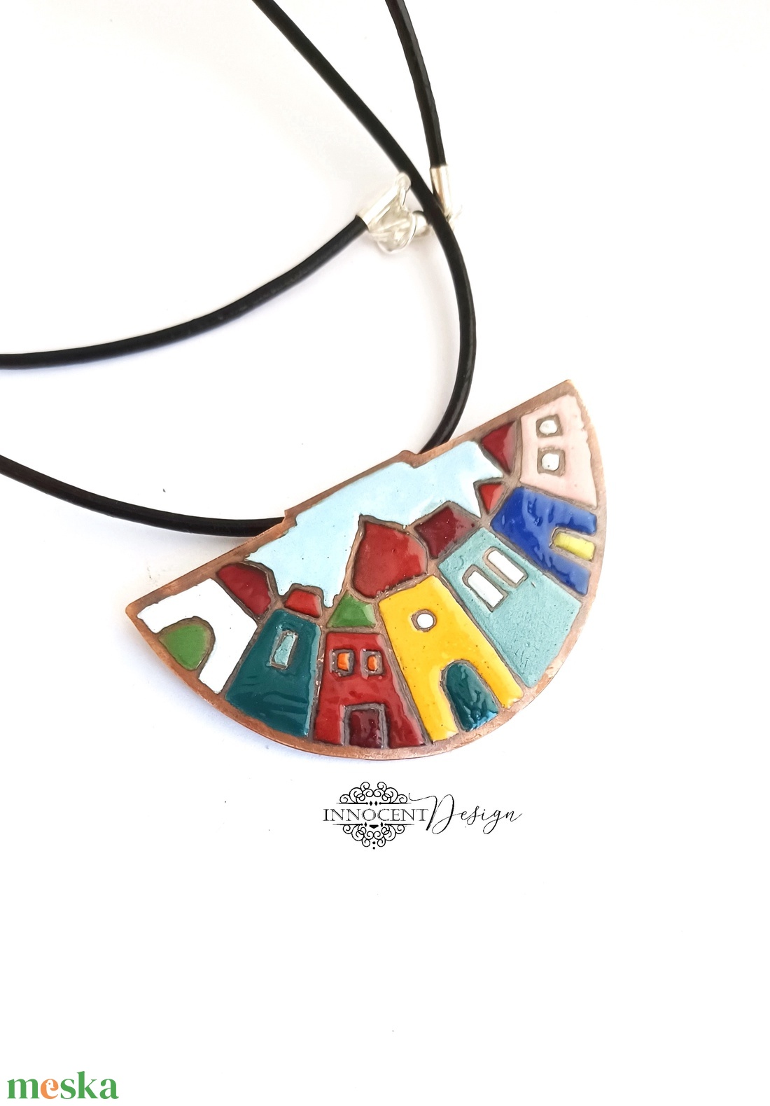 Hundertwasser - színes házikó - tűzzománc nyaklánc - ékszer - nyaklánc - medálos nyaklánc - Meska.hu Hundertwasser - színes házikó - tűzzománc nyaklánc - ékszer - nyaklánc - medálos nyaklánc - Meska.hu