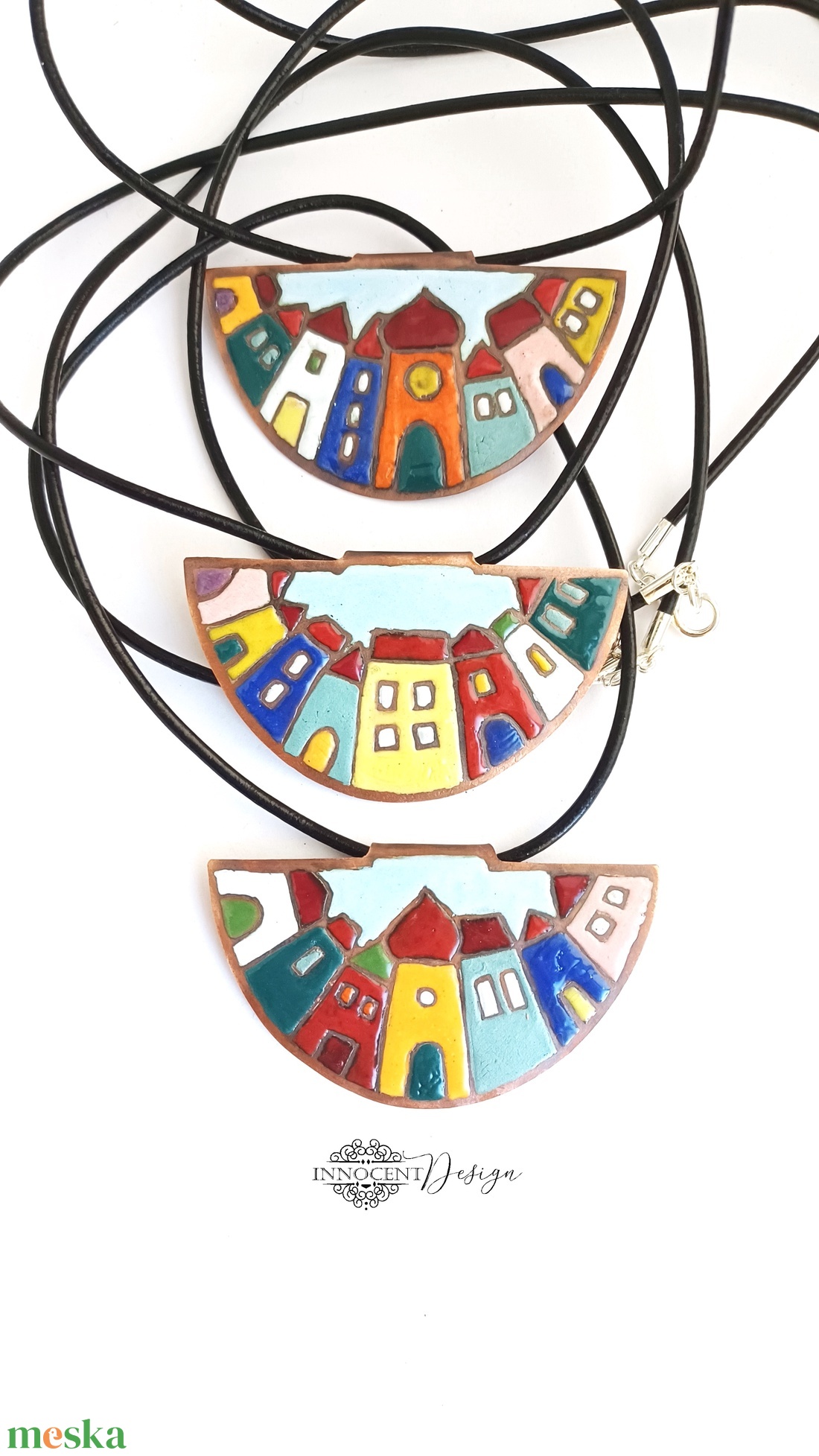 Hundertwasser - színes házikó - tűzzománc nyaklánc - ékszer - nyaklánc - medálos nyaklánc - Meska.hu Hundertwasser - színes házikó - tűzzománc nyaklánc - ékszer - nyaklánc - medálos nyaklánc - Meska.hu