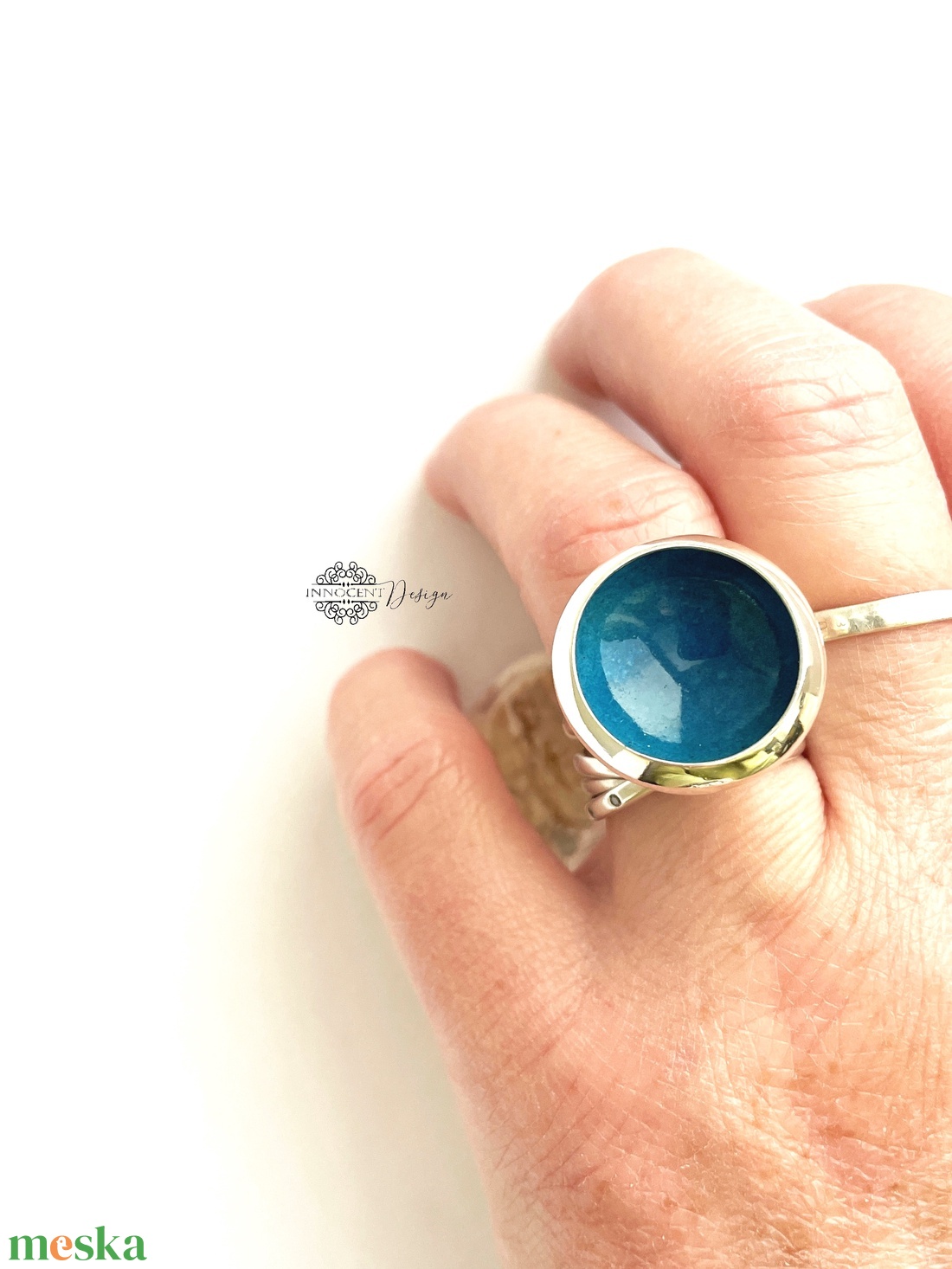 Csészegomba gyűrű- sötét türkiz- ezüstözött réz ékszer  - ékszer - gyűrű - statement gyűrű - Meska.hu Csészegomba gyűrű- sötét türkiz- ezüstözött réz ékszer  - ékszer - gyűrű - statement gyűrű - Meska.hu