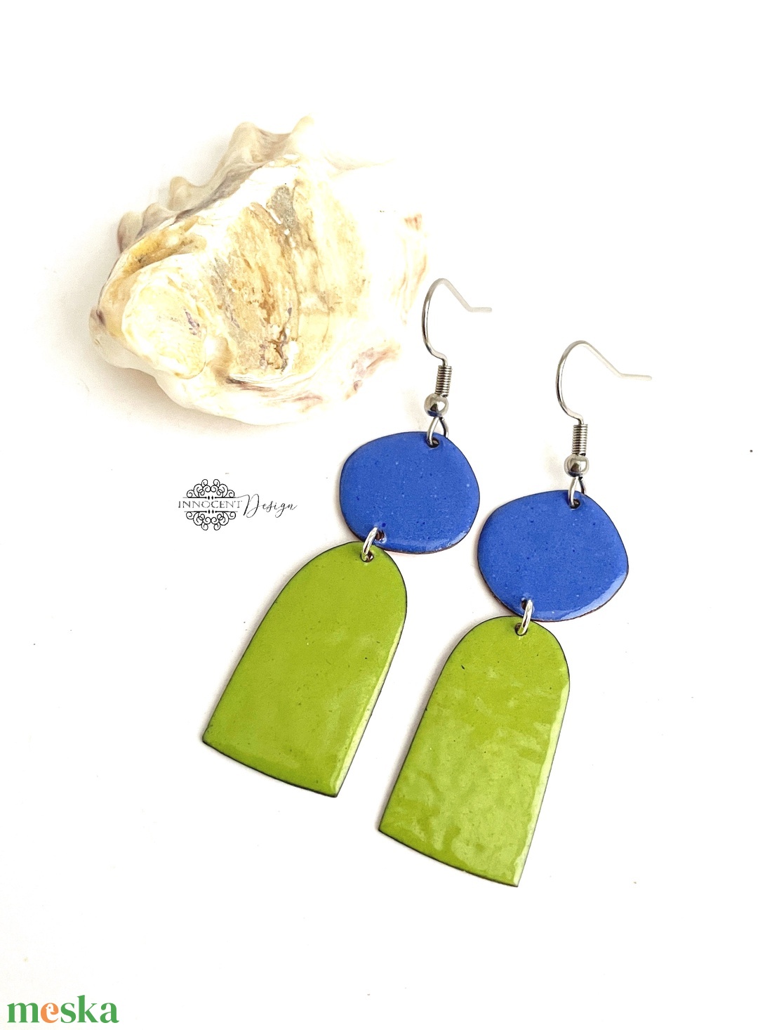 Petals - színes tűzzománc fülbevalóó - szirmok - colorblocking - ékszer - fülbevaló - lógó fülbevaló - Meska.hu