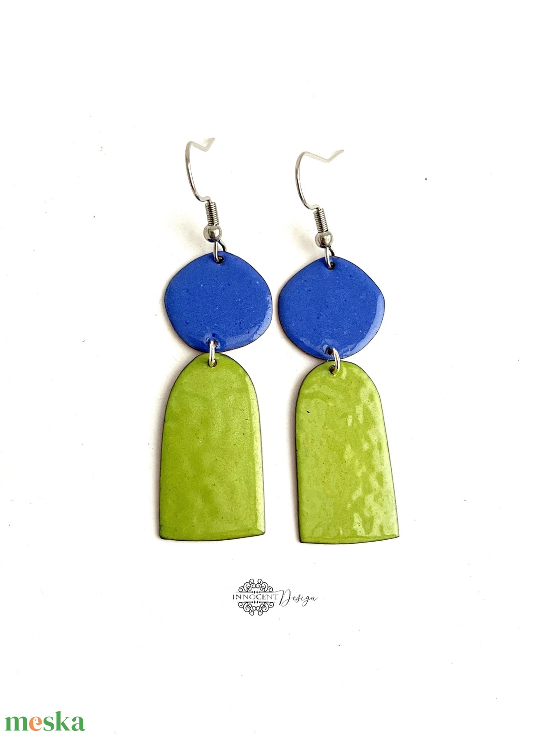 Petals - színes tűzzománc fülbevalóó - szirmok - colorblocking - ékszer - fülbevaló - lógó fülbevaló - Meska.hu