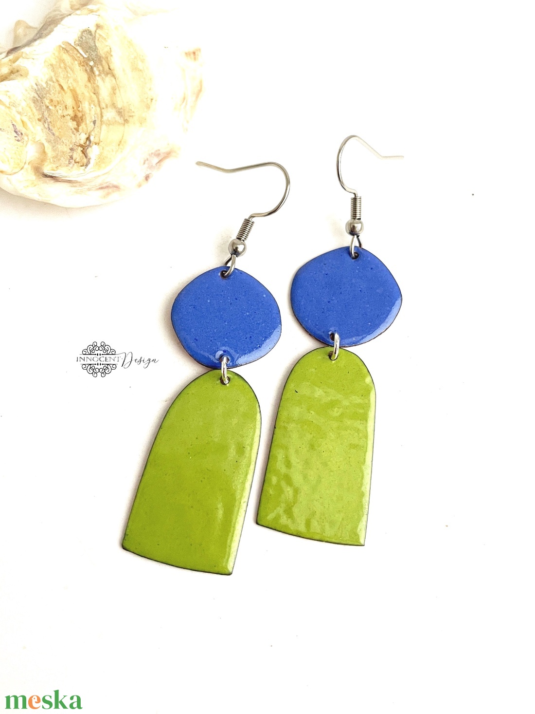 Petals - színes tűzzománc fülbevalóó - szirmok - colorblocking - ékszer - fülbevaló - lógó fülbevaló - Meska.hu