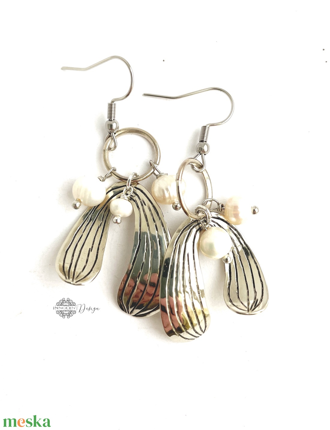 Fine nature - Fagyöngy - alpakka fülbevaló  - ékszer - fülbevaló - lógó fülbevaló - Meska.hu