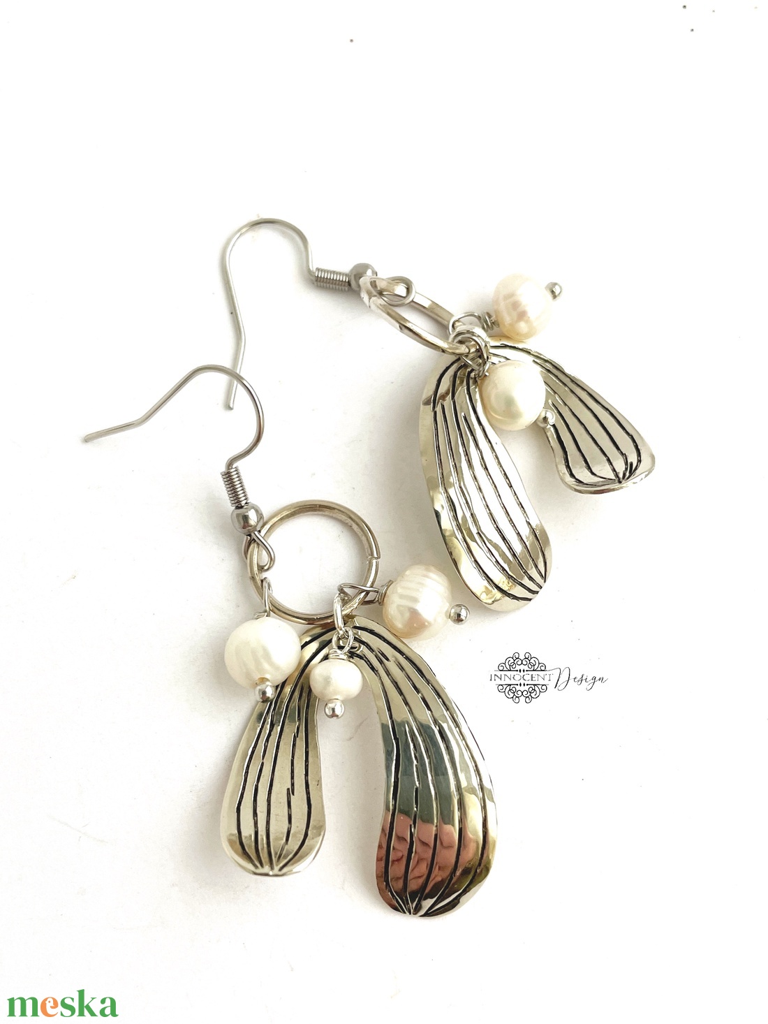 Fine nature - Fagyöngy - alpakka fülbevaló  - ékszer - fülbevaló - lógó fülbevaló - Meska.hu